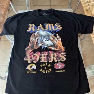 BORN X RAISED NFL Rams and 49ers Niners Short Sleeve Tees